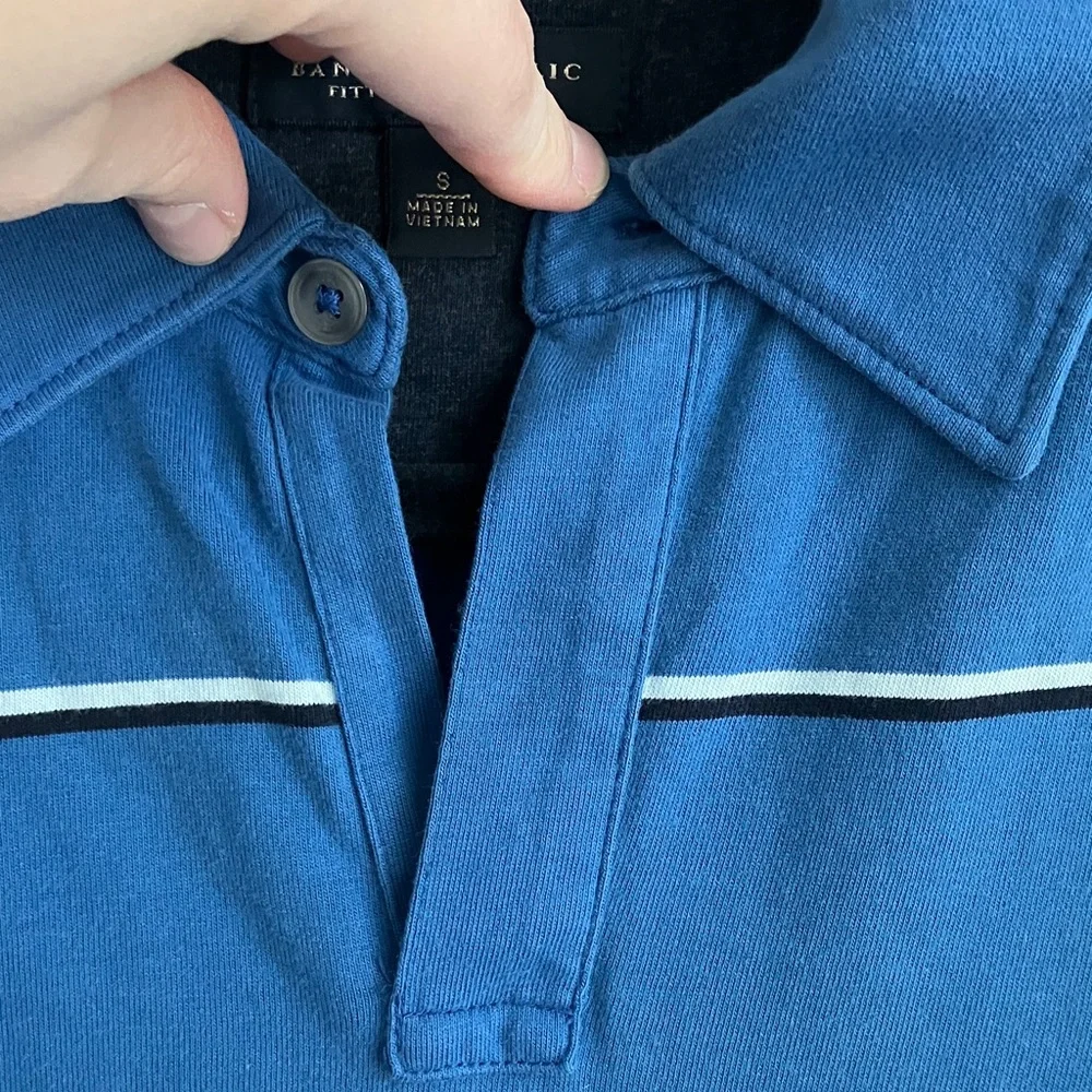 Banana Republic Striped Blue Polo